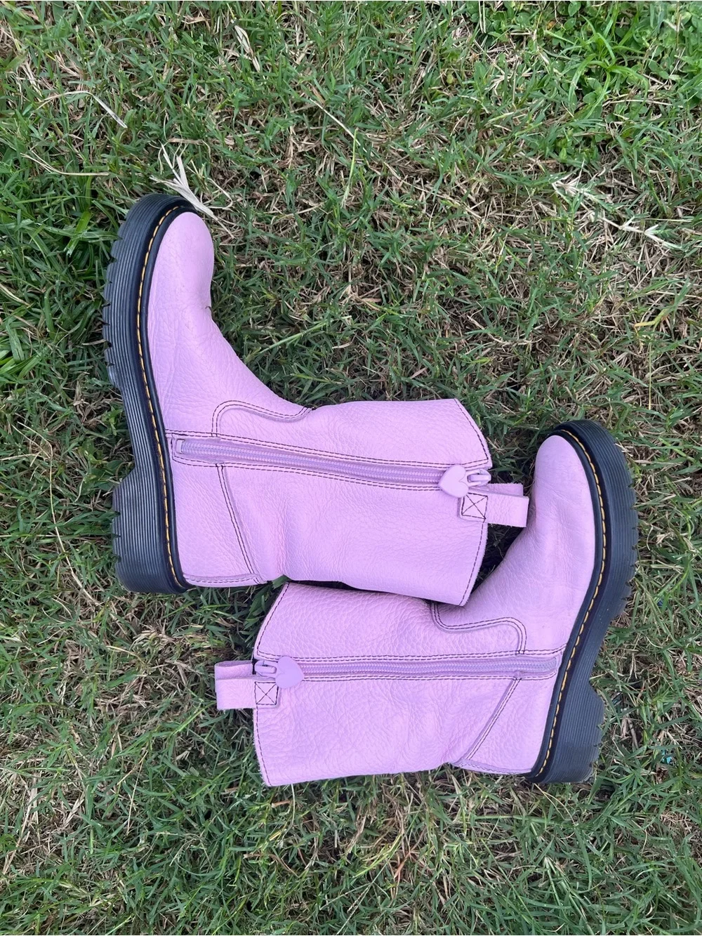 Dr Doc Martens Bex Heart Pink pull on Chunky Cowgirl Boots Sz 2 Girls